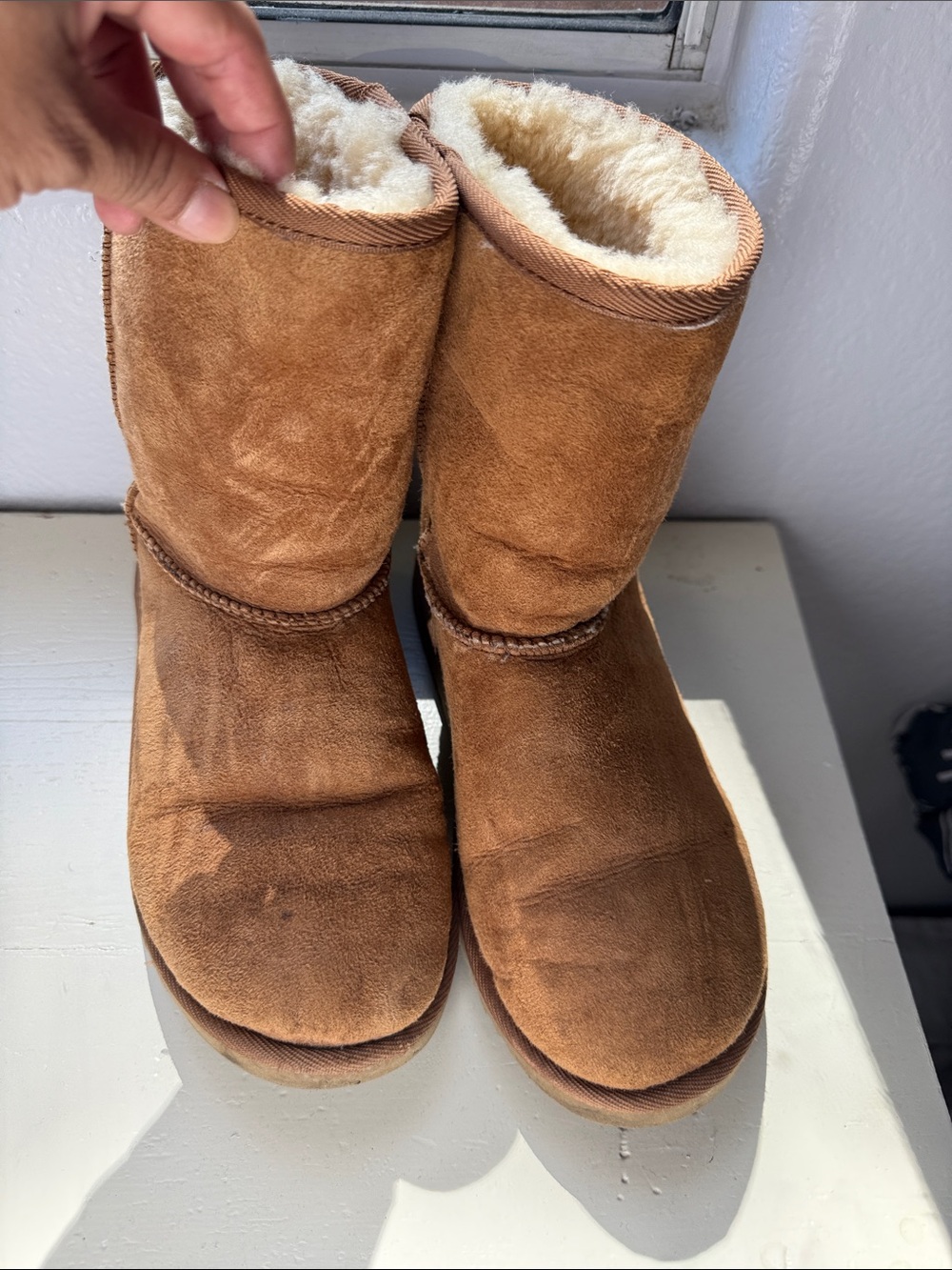 UGG Classic Short Suede Shearling Boots - Chestnut